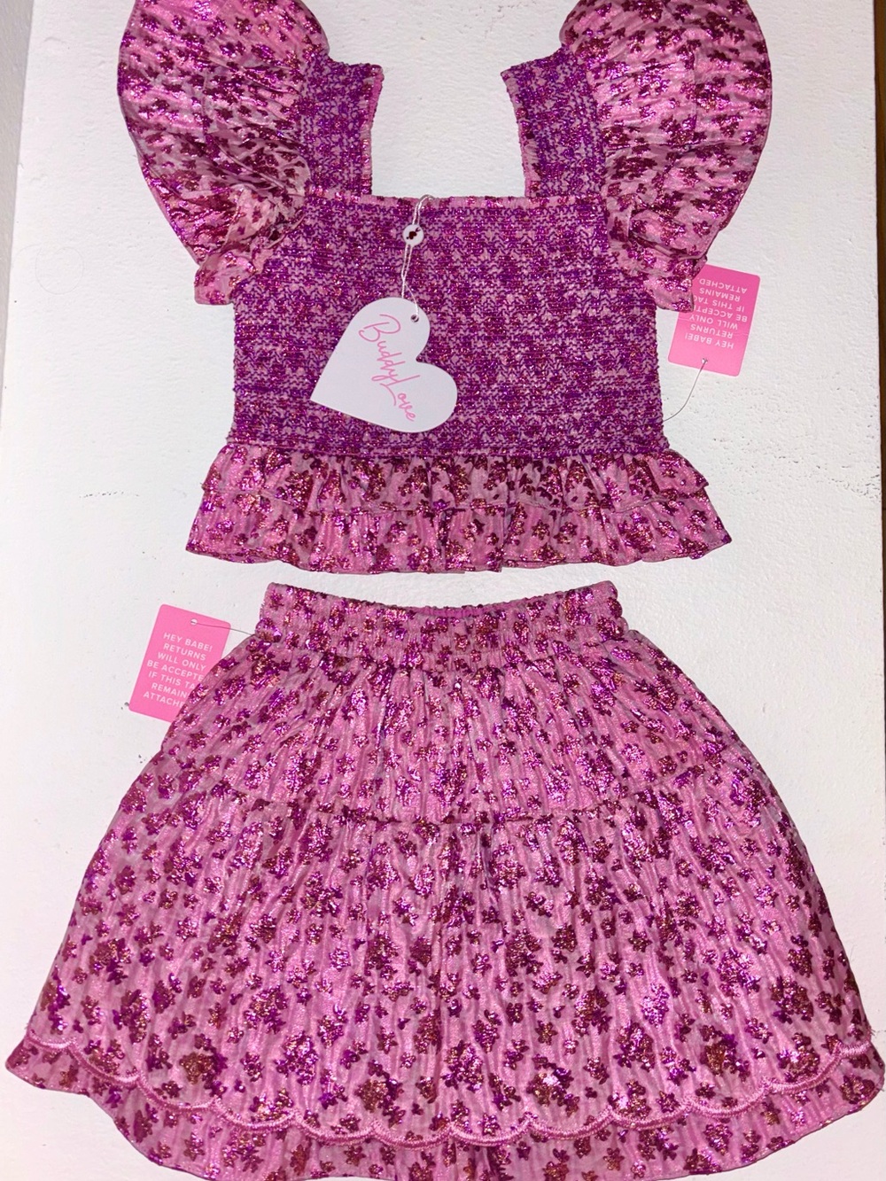 Buddy Love Pink Floral Smocked Top & Matching Skirt Set